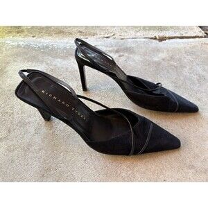 Richard Tyler women Black Velvet Stiletto Heels size 39.5 EU (9.5 US) made Italy